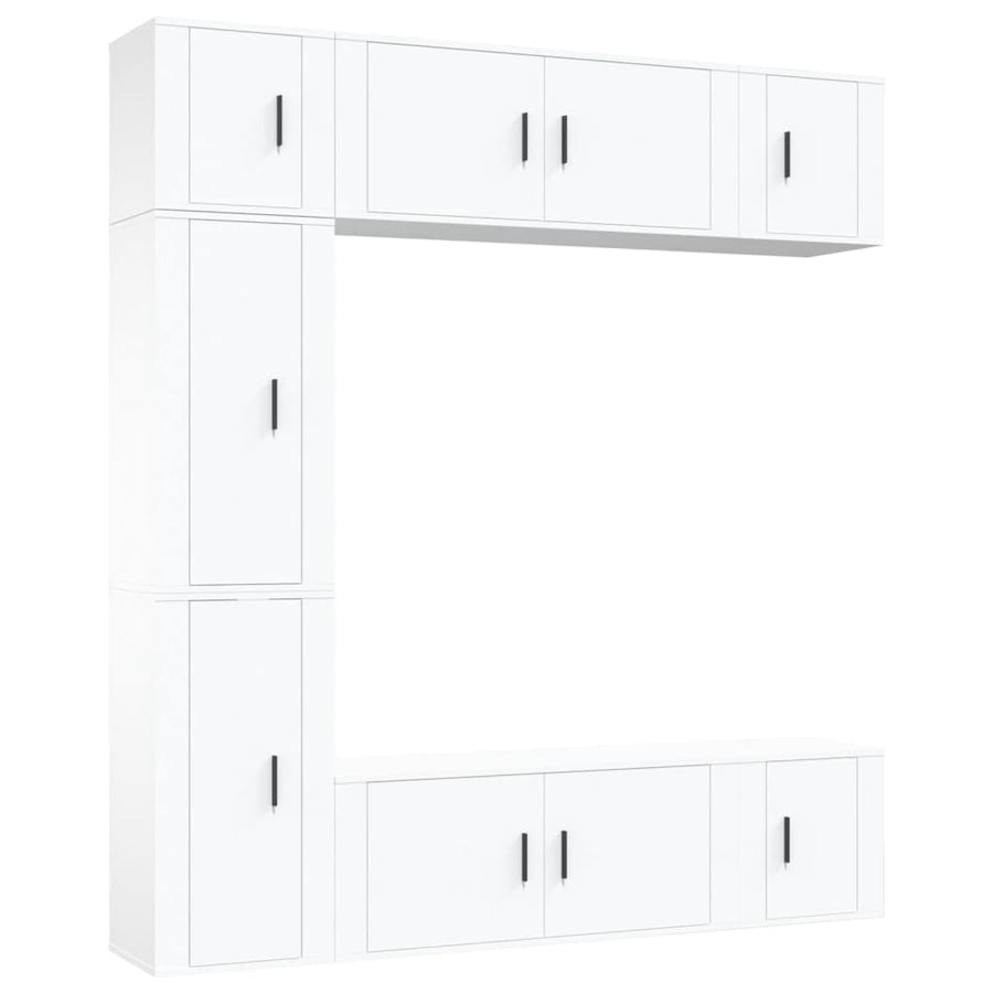 7-Delige Tv-Meubelset Bewerkt Hout Wit