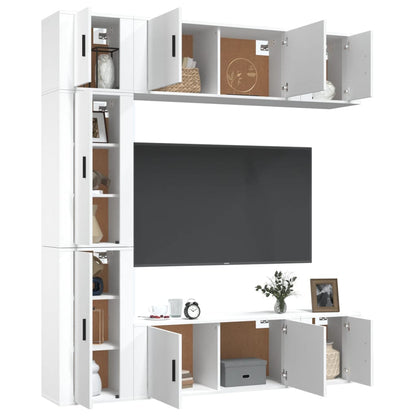 7-Delige Tv-Meubelset Bewerkt Hout Wit