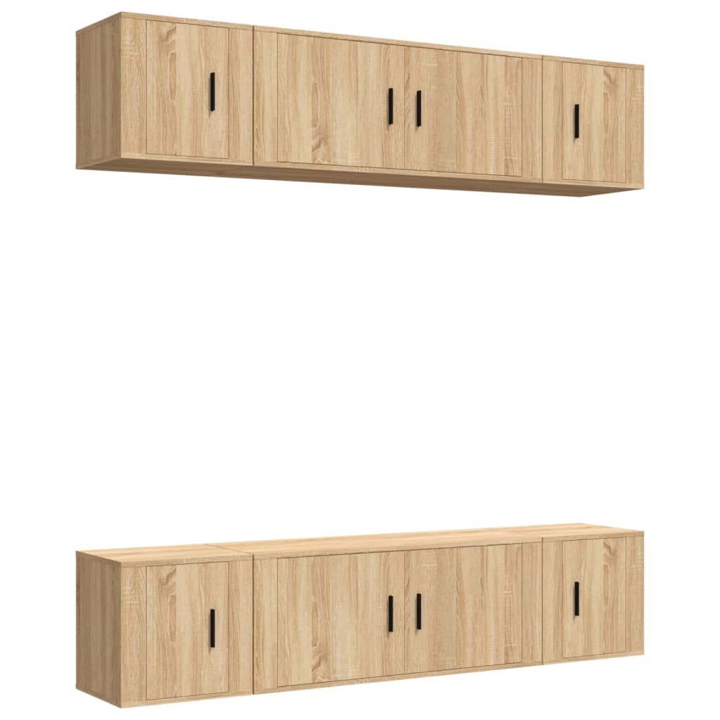 -Delige Tv-Meubelset Bewerkt Hout Kleurig 6 Sonoma eiken