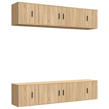 -Delige Tv-Meubelset Bewerkt Hout Kleurig 6 Sonoma eiken