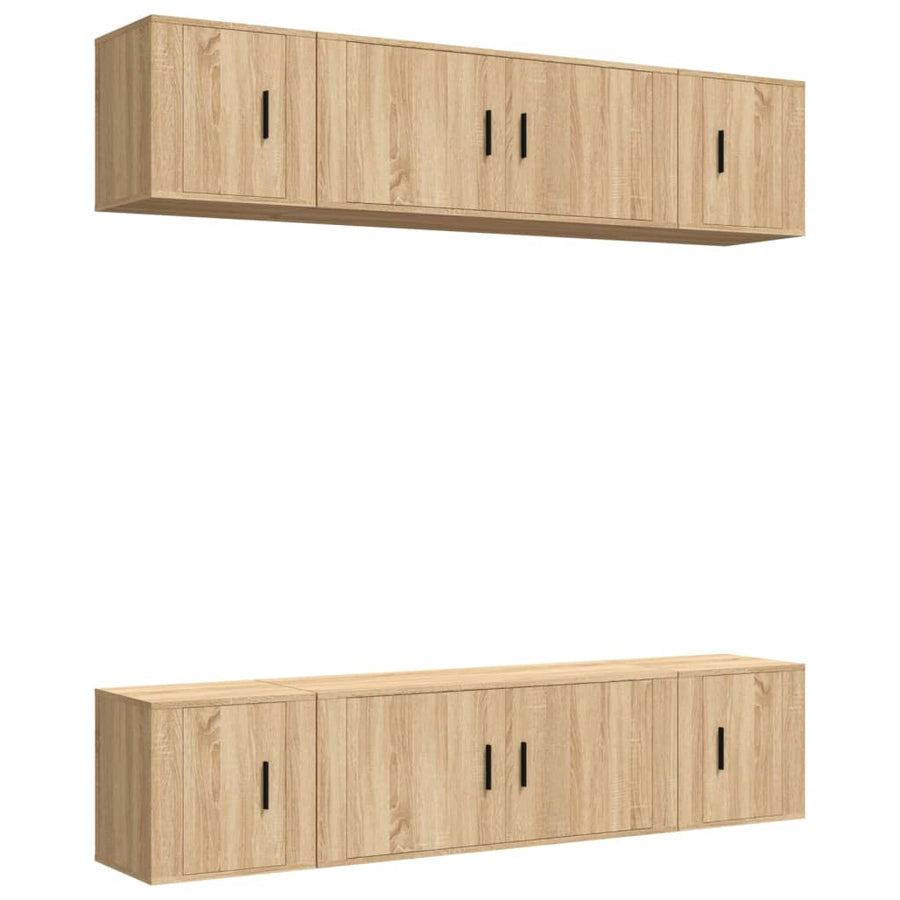 -Delige Tv-Meubelset Bewerkt Hout Kleurig 6 Sonoma eiken