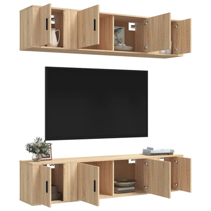 -Delige Tv-Meubelset Bewerkt Hout Kleurig 6 Sonoma eiken