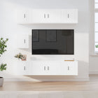 7-piece TV unit set engineered wood white