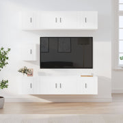 Tv-meubelset 7-delig bewerkt hout wit