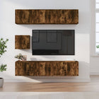 7-piece TV cabinet set, engineered wood, smoked oak-colored