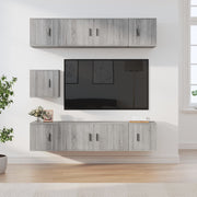 Tv-meubelset 7-delig bewerkt hout grijs eiken