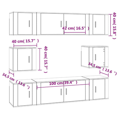 8-Delige Tv-Meubelset Bewerkt Hout Wit