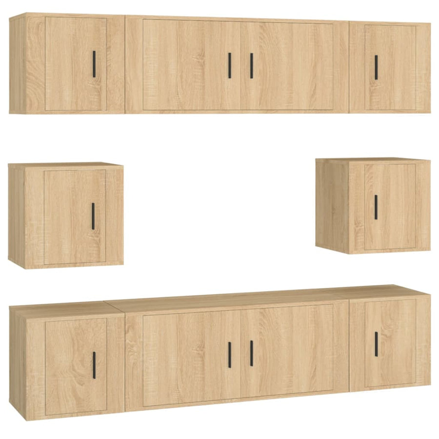 -Delige Tv-Meubelset Bewerkt Hout Kleurig 8 Sonoma eiken