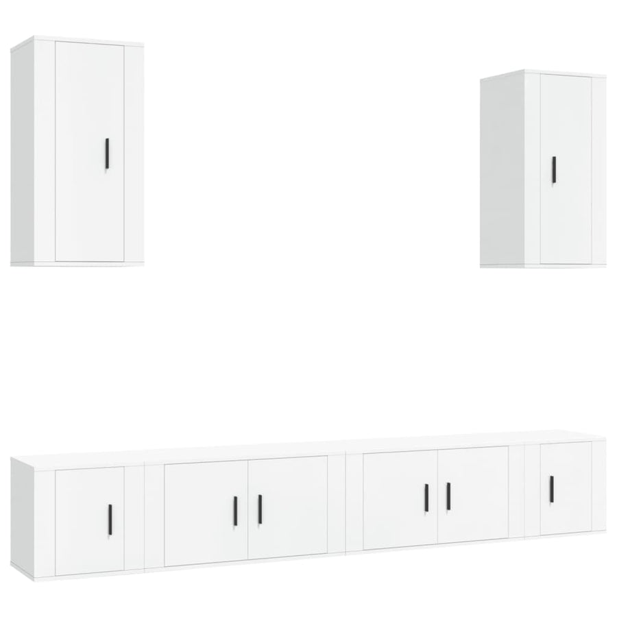-Delige Tv-Meubelset Bewerkt Hout Wit