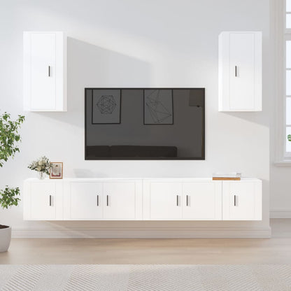 -Delige Tv-Meubelset Bewerkt Hout Wit