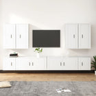 8-piece TV unit set distressed wood white