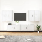 6-piece TV cabinet set, engineered wood, white