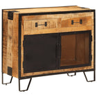 Dressoir 80X31X66 Cm Massief Ruw Mangohout En Metaal