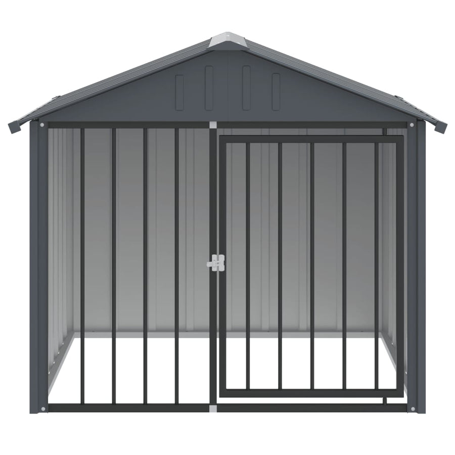 Hondenhok met dak 117x103x102 cm gegalvaniseerd staal zwart