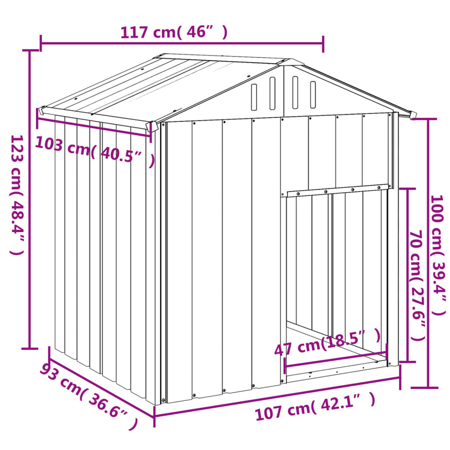 Hondenhok Met Dak 117X103X123 Cm Gegalvaniseerd Staal Antraciet