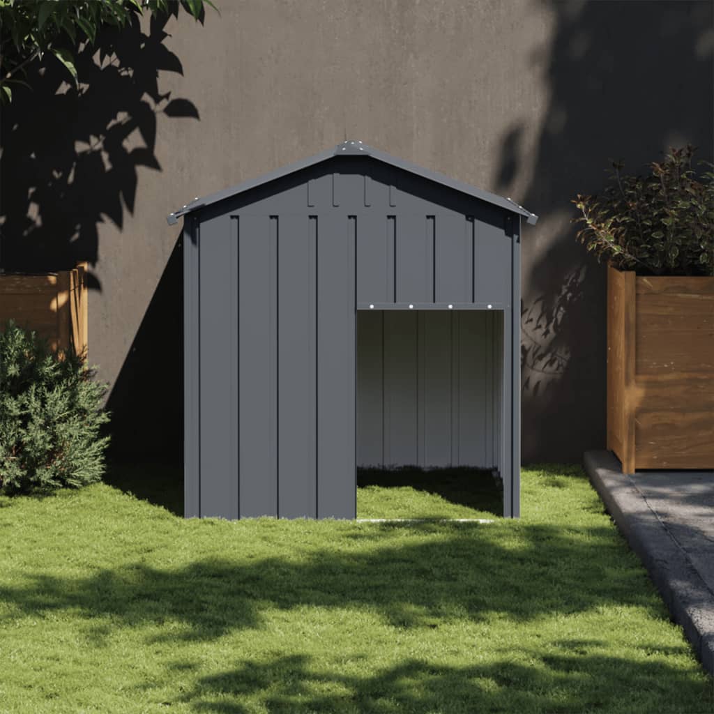 Hondenhok Met Dak 117X103X123 Cm Gegalvaniseerd Staal Antraciet