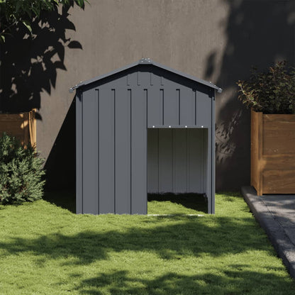 Hondenhok Met Dak 117X103X123 Cm Gegalvaniseerd Staal Antraciet