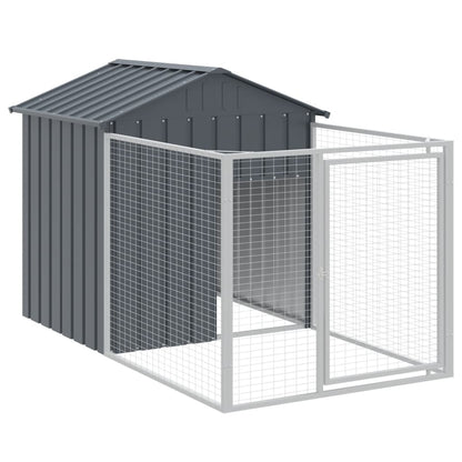 Hondenhok met dak 117x201x123 cm gegalvaniseerd staal antraciet 117 x 201 x 123 cm Antraciet