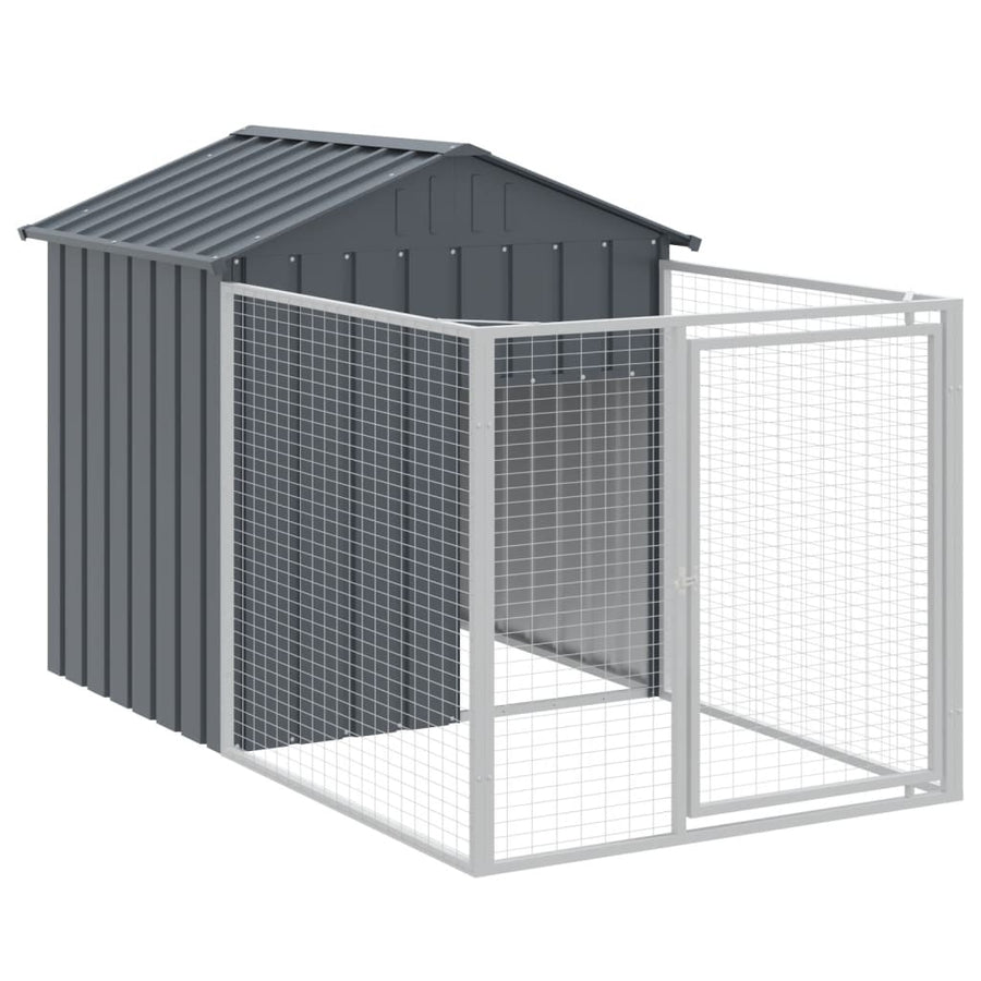 Hondenhok met dak 117x201x123 cm gegalvaniseerd staal antraciet 117 x 201 x 123 cm Antraciet