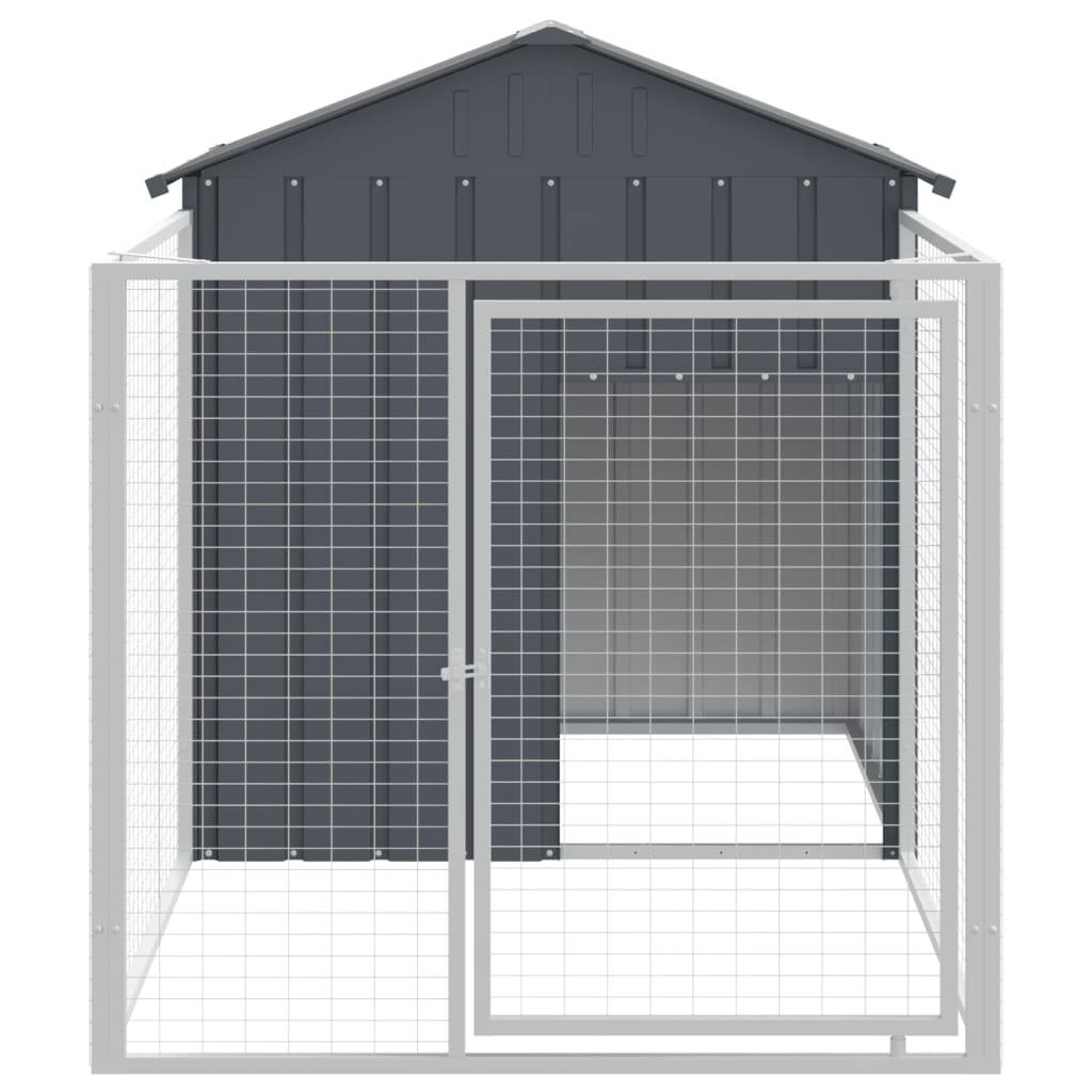 Hondenhok met dak 117x201x123 cm gegalvaniseerd staal antraciet 117 x 201 x 123 cm Antraciet