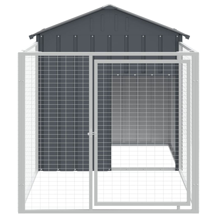 Hondenhok met dak 117x201x123 cm gegalvaniseerd staal antraciet 117 x 201 x 123 cm Antraciet