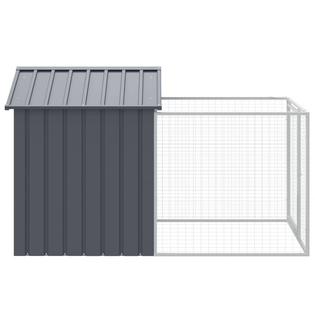 Hondenhok met dak 117x201x123 cm gegalvaniseerd staal antraciet 117 x 201 x 123 cm Antraciet