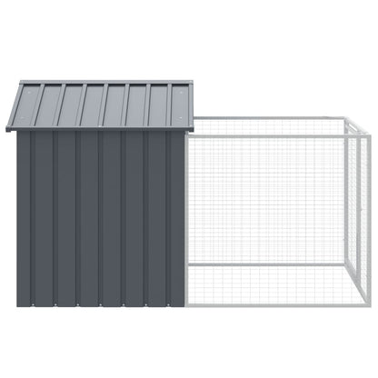 Hondenhok met dak 117x201x123 cm gegalvaniseerd staal antraciet 117 x 201 x 123 cm Antraciet