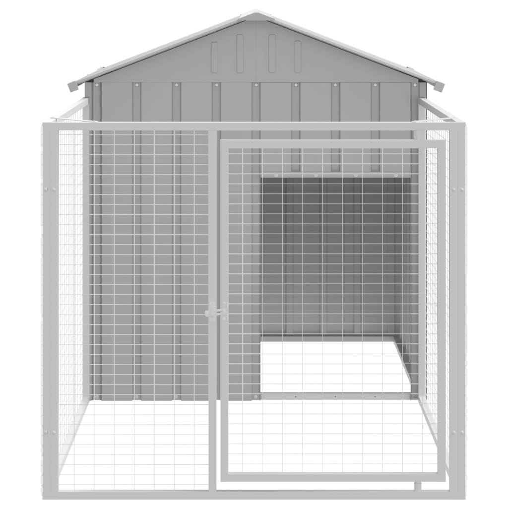 Hondenhok Met Dak Gegalvaniseerd Staal 117 x 201 x 123 cm Lichtgrijs