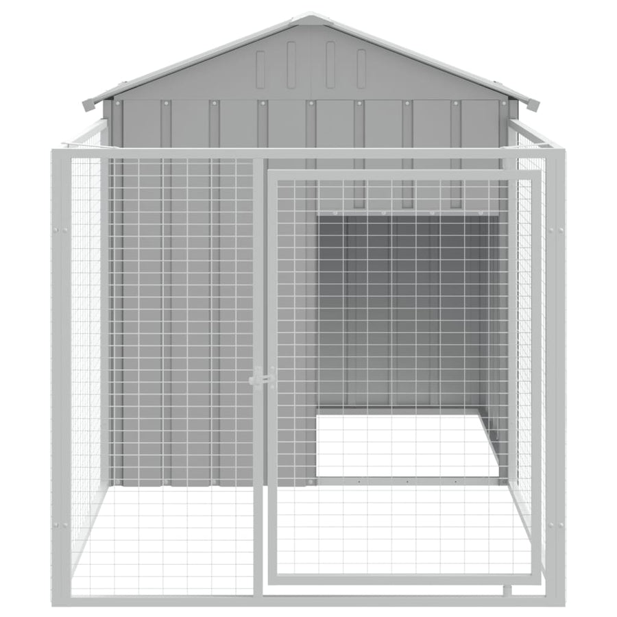 Hondenhok Met Dak Gegalvaniseerd Staal 117 x 201 x 123 cm Lichtgrijs