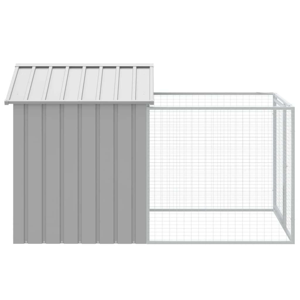 Hondenhok Met Dak Gegalvaniseerd Staal 117 x 201 x 123 cm Lichtgrijs
