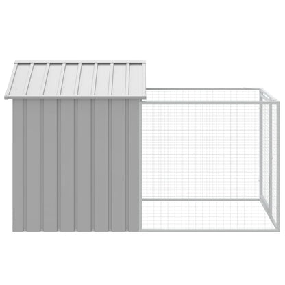 Hondenhok Met Dak Gegalvaniseerd Staal 117 x 201 x 123 cm Lichtgrijs