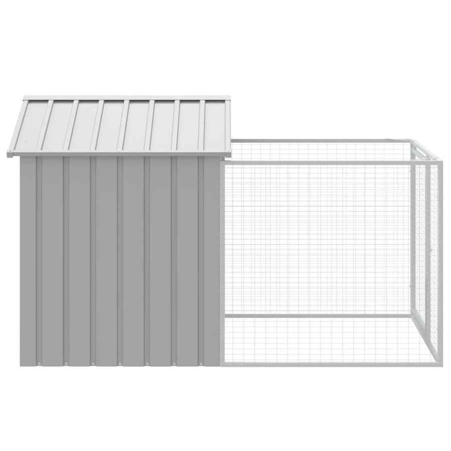 Hondenhok Met Dak Gegalvaniseerd Staal 117 x 201 x 123 cm Lichtgrijs