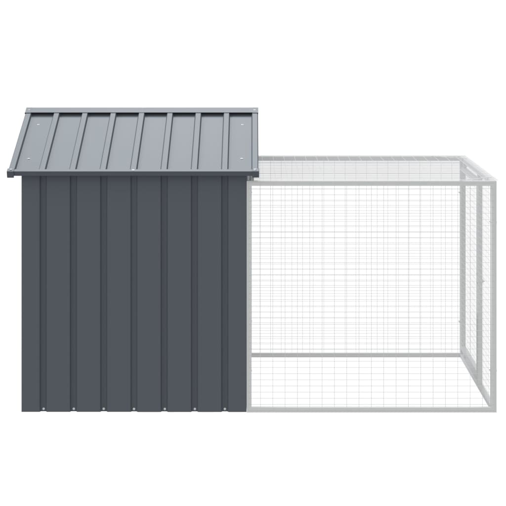 Kippenhok Met Ren Gegalvaniseerd Staal 117 x 201 x 123 cm Antraciet