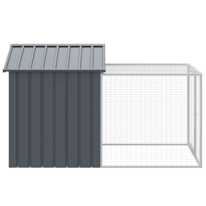 Kippenhok Met Ren Gegalvaniseerd Staal 117 x 201 x 123 cm Antraciet