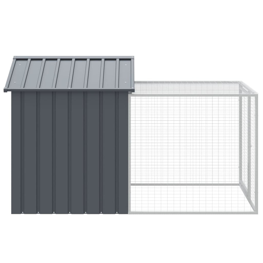 Kippenhok Met Ren Gegalvaniseerd Staal 117 x 201 x 123 cm Antraciet