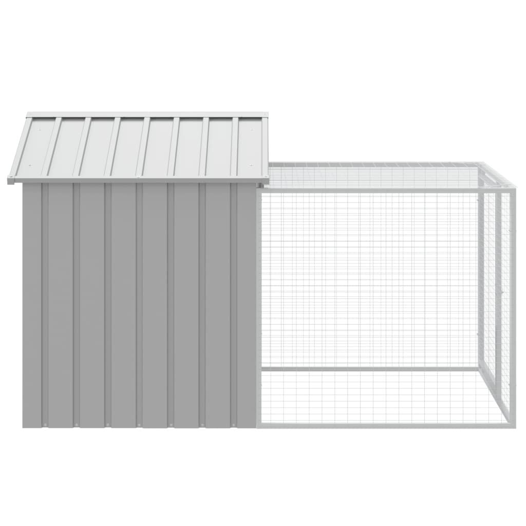 Kippenhok Met Ren Gegalvaniseerd Staal Grijs 117 x 201 x 123 cm Lichtgrijs