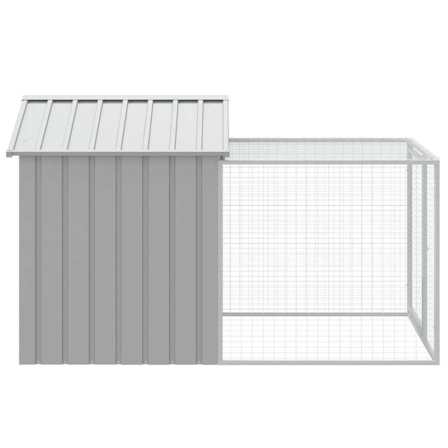 Kippenhok Met Ren Gegalvaniseerd Staal Grijs 117 x 201 x 123 cm Lichtgrijs