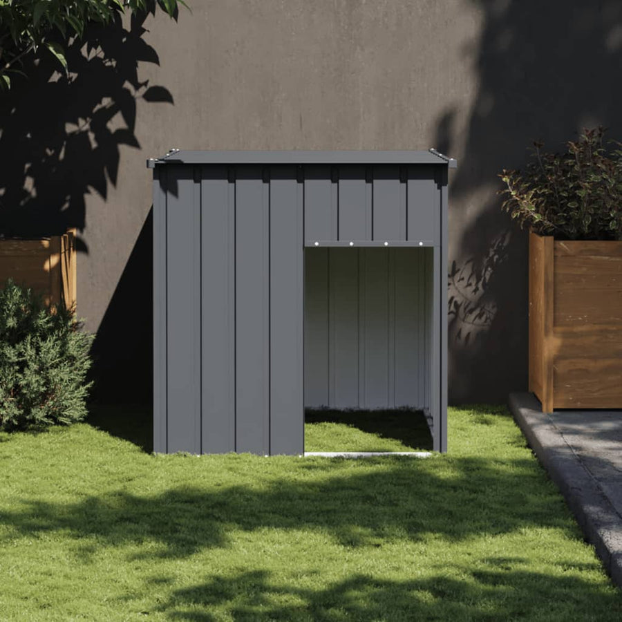 Hondenhok Met Dak 110X103X109 Cm Gegalvaniseerd Staal Antraciet