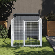 Hondenhok met ren 110x201x110 cm gegalvaniseerd staal antraciet
