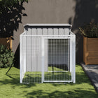 Hondenhok met ren 110x201x110 cm gegalvaniseerd staal lichtgrijs