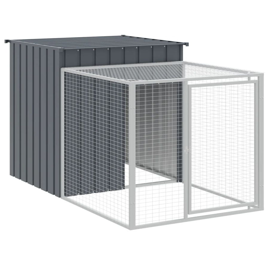 Kippenhok met ren 110x201x110 cm gegalvaniseerd staal antraciet 110 x 201 x 110 cm Antraciet