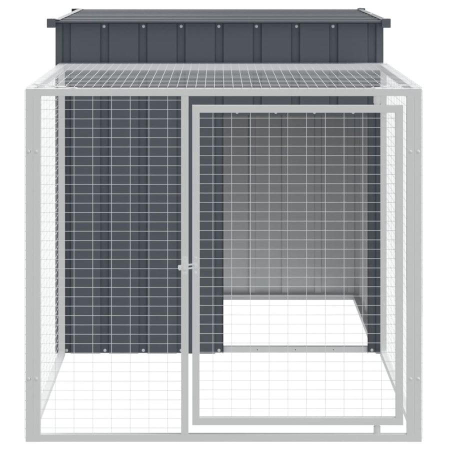 Kippenhok met ren 110x201x110 cm gegalvaniseerd staal antraciet 110 x 201 x 110 cm Antraciet