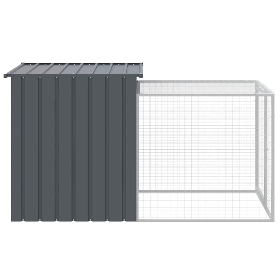 Kippenhok met ren 110x201x110 cm gegalvaniseerd staal antraciet 110 x 201 x 110 cm Antraciet