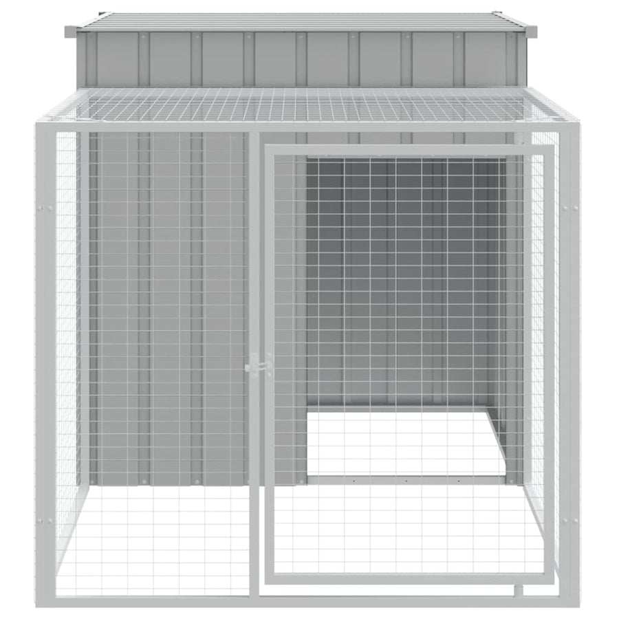 Kippenhok met ren 110x201x110 cm gegalvaniseerd staal grijs 110 x 201 x 110 cm Lichtgrijs