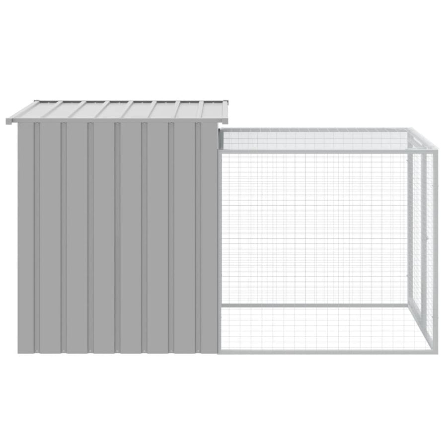 Kippenhok met ren 110x201x110 cm gegalvaniseerd staal grijs 110 x 201 x 110 cm Lichtgrijs