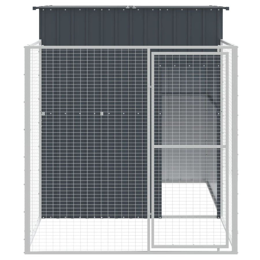 Hondenhok met ren 165x251x181 cm gegalvaniseerd staal antraciet 165 x 251 x 181 cm Antraciet