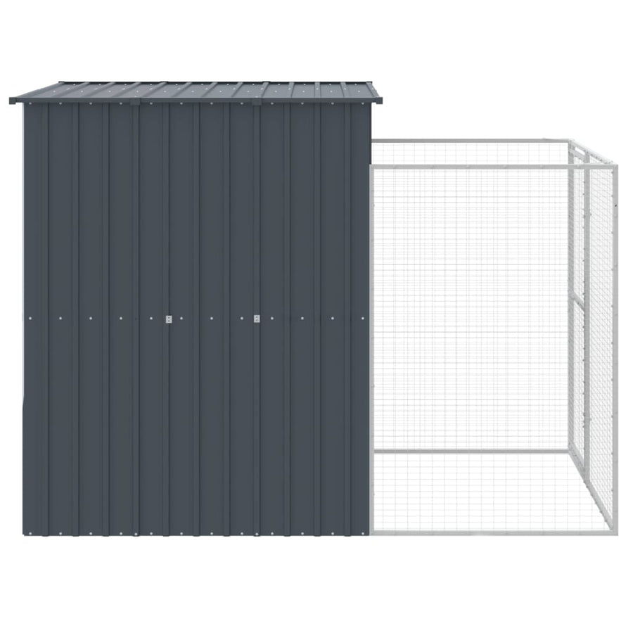 Hondenhok met ren 165x251x181 cm gegalvaniseerd staal antraciet 165 x 251 x 181 cm Antraciet
