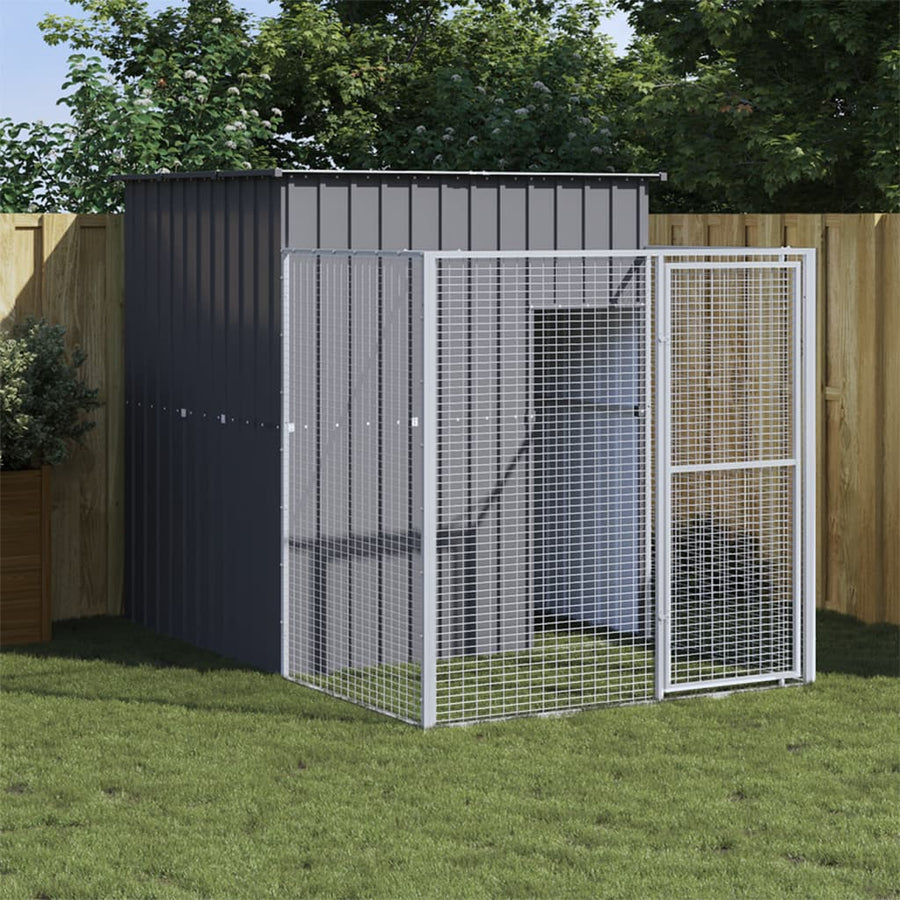 Hondenhok met ren 165x251x181 cm gegalvaniseerd staal antraciet 165 x 251 x 181 cm Antraciet