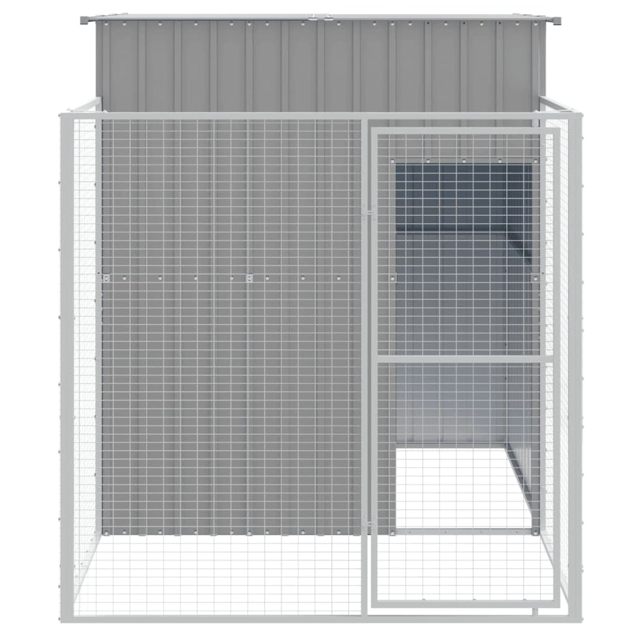 Hondenhok met ren 165x251x181 cm gegalvaniseerd staal grijs 165 x 251 x 181 cm Lichtgrijs