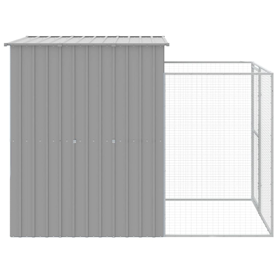 Hondenhok met ren 165x251x181 cm gegalvaniseerd staal grijs 165 x 251 x 181 cm Lichtgrijs